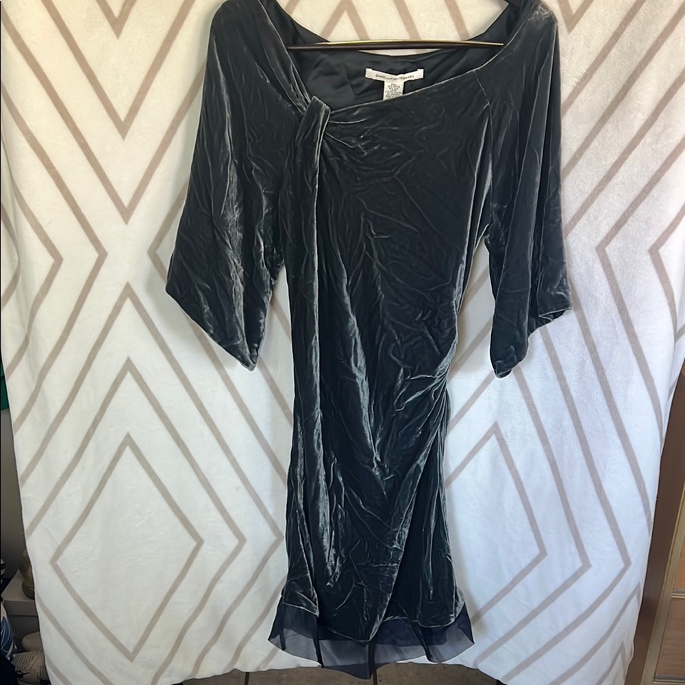 Elegant Charcoal Velour Dress